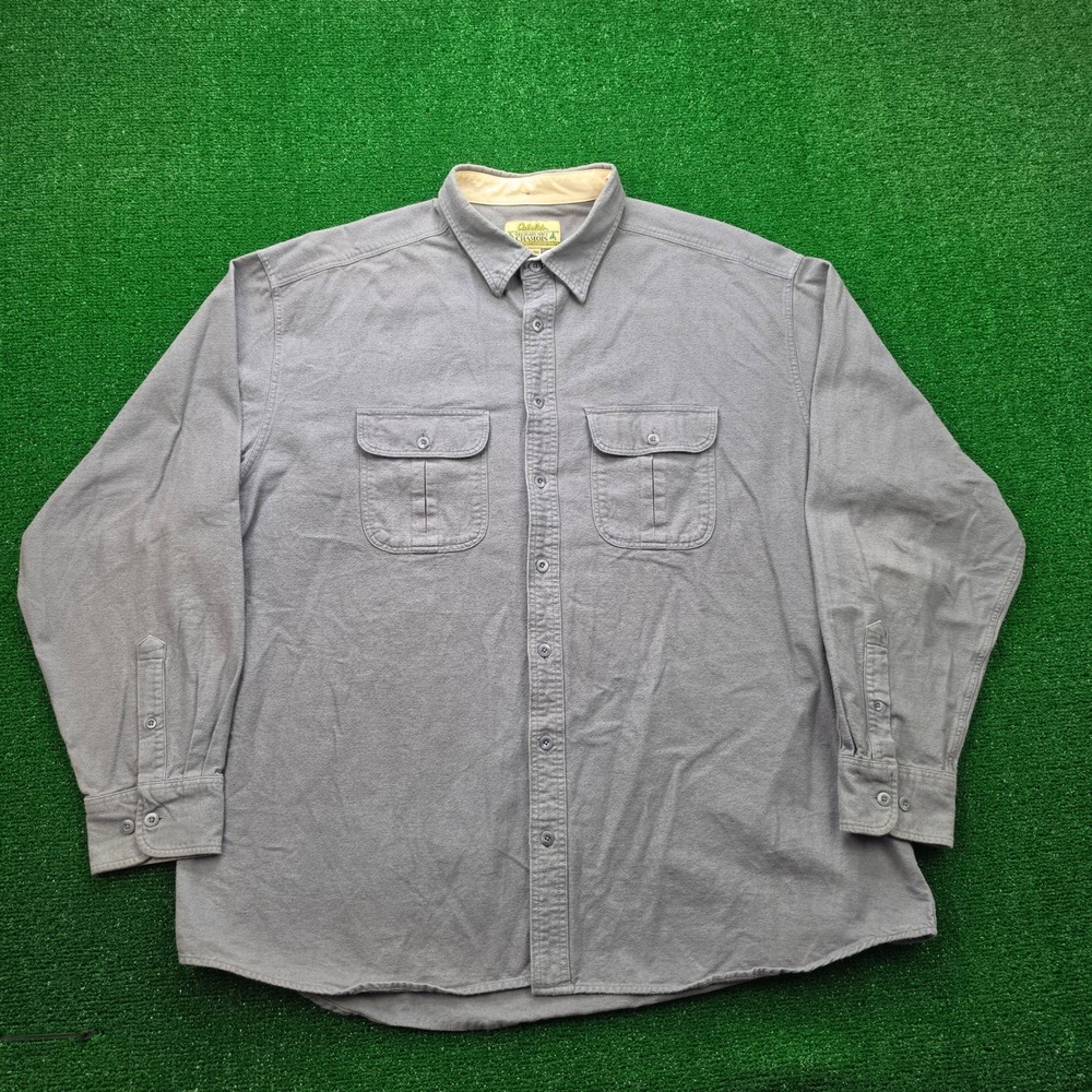 Cabelas Deerskin Soft Chamois Heavyweight Shirt Mens 2XLT Gray Button Up Outdoor